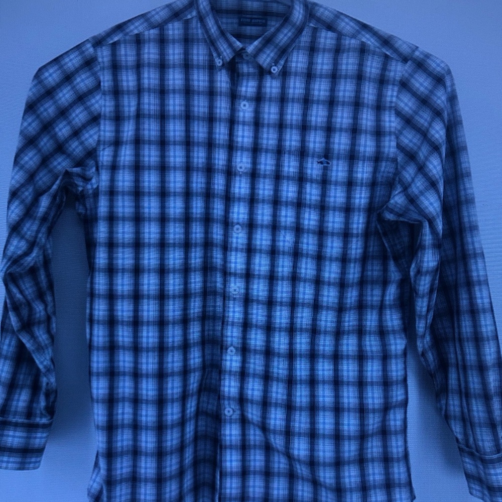 Men's Blue Plaid Button-Down Shirt